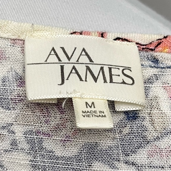 Ava James Multi Color Floral Print Puff Sleeve Linen Blend Mini Dress Medium - Picture 8 of 8